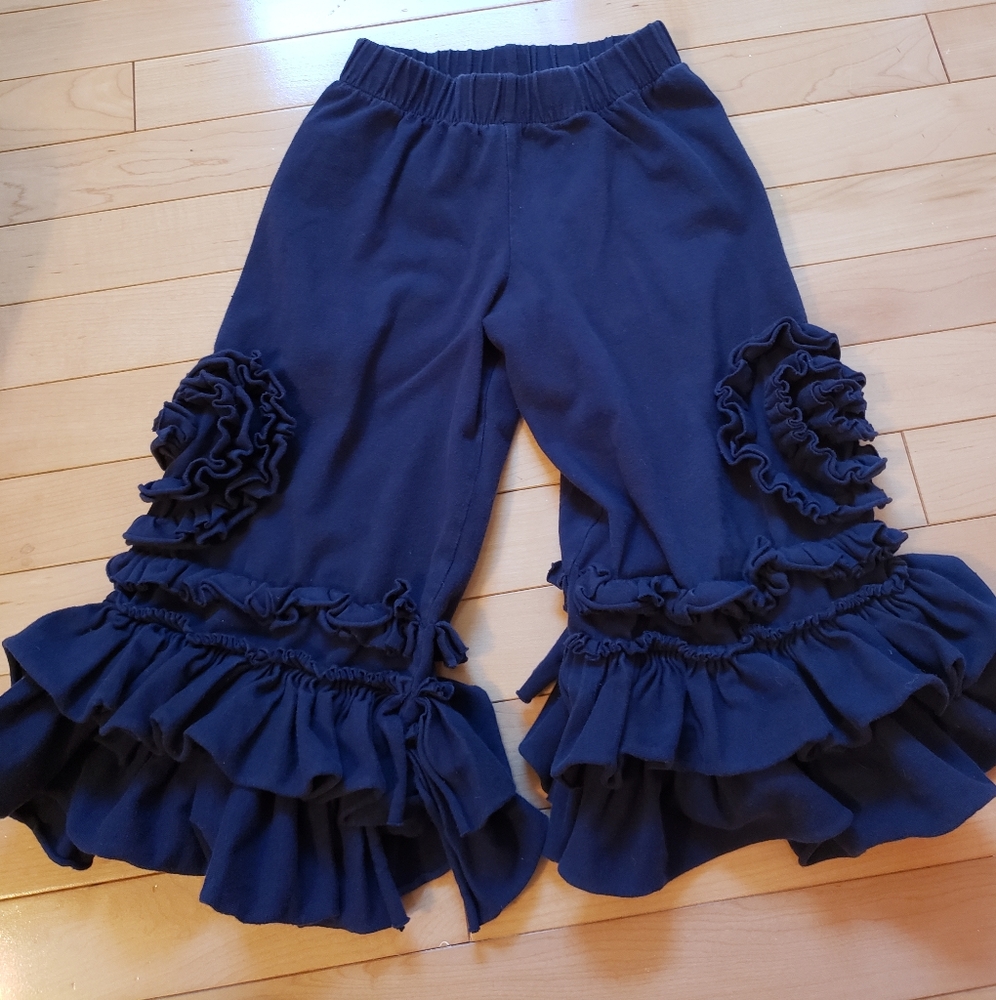 Navy ruffle pants